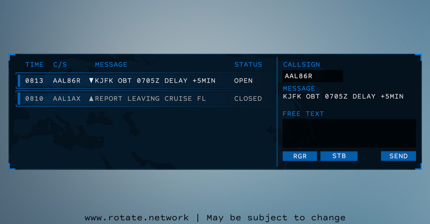 Virtual airline dashboard.